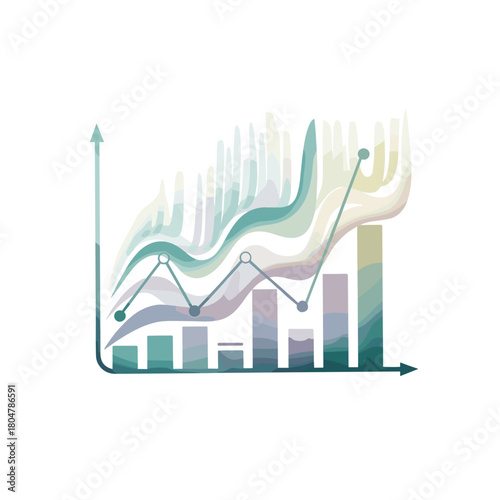 Business graph transforming into northern lights abstract illustration  