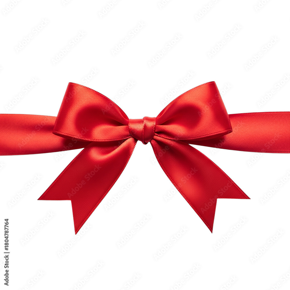 Fototapeta premium Elegant red satin ribbon bow isolated on transparent background