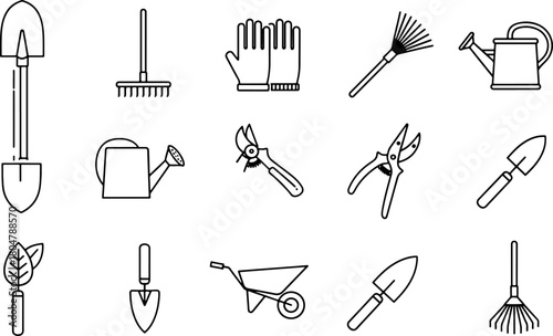 Garden Tools Line Art
