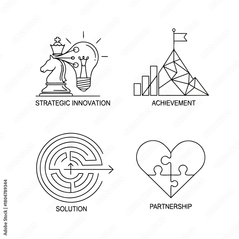 Obraz premium Strategic Business Planning and Corporate Success Line Icons