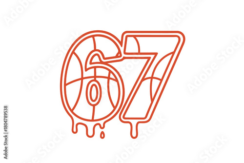 Retro 67 Basketball Jersey Number lettering T Shirt Design