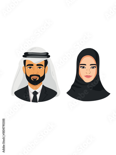 portrait of an eastern man and woman together with traditional features