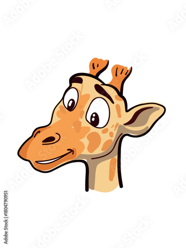 cheerful giraffe illustration in colorful whimsical style