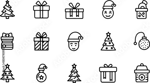 Festive Christmas cheer with charming holiday icons, perfect for adding a touch of winter wonder to your designs and spreading joyful vibes this season
