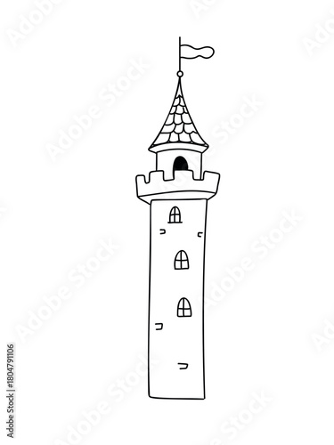 charming cartoon castle in fun and playful doodle style