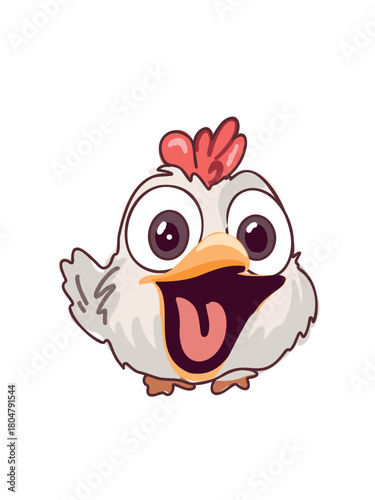 cheerful cartoon hen clucking and spreading wings playfully