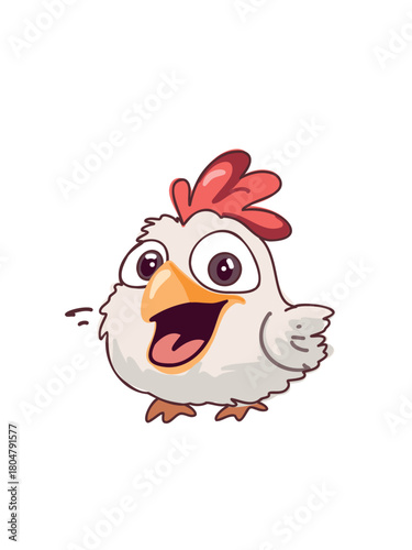 joyful cartoon chicken hopping around with lively expression