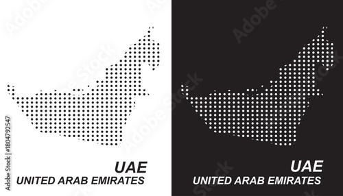 United Arab Emirates Dotted Map, Halftone Style Modern Digital Outline of Middle Eastern Country Vector EPS