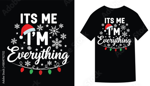 Festive Christmas themed tshirt design with funny saying and decorations