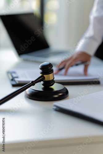 Lawyer meeting in law firm office to discuss legal cases