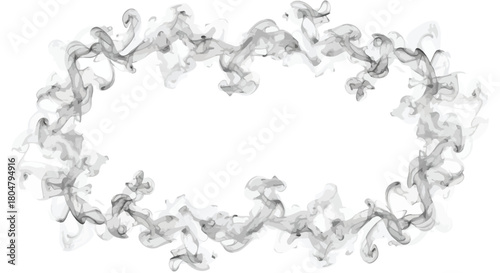 Abstract smoke frame on white background creating a dynamic border element