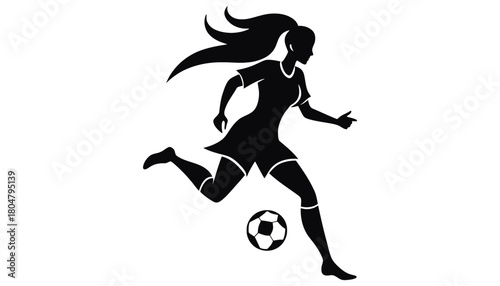 Woman soccer player silhouette vector graphic design element