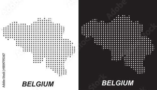 Belgium Dotted Map, Halftone Style Modern Digital Outline of Belgian Country Vector EPS