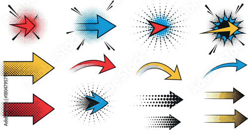 Collection of colorful comic book style arrows