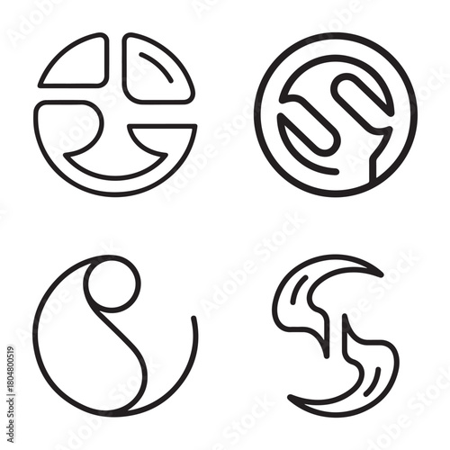 Abstract break even point business analysis graphic elements silhouette set