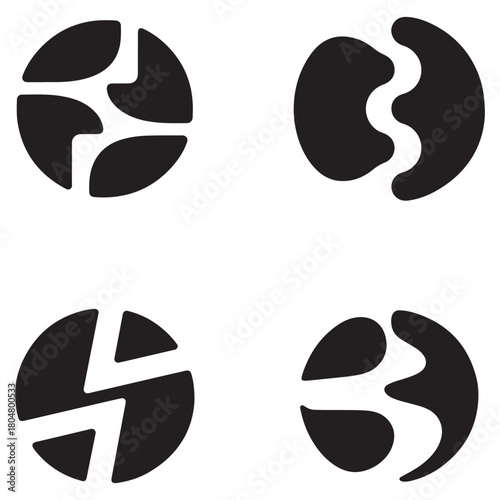 Abstract break even point business finance graphic elements set silhouette