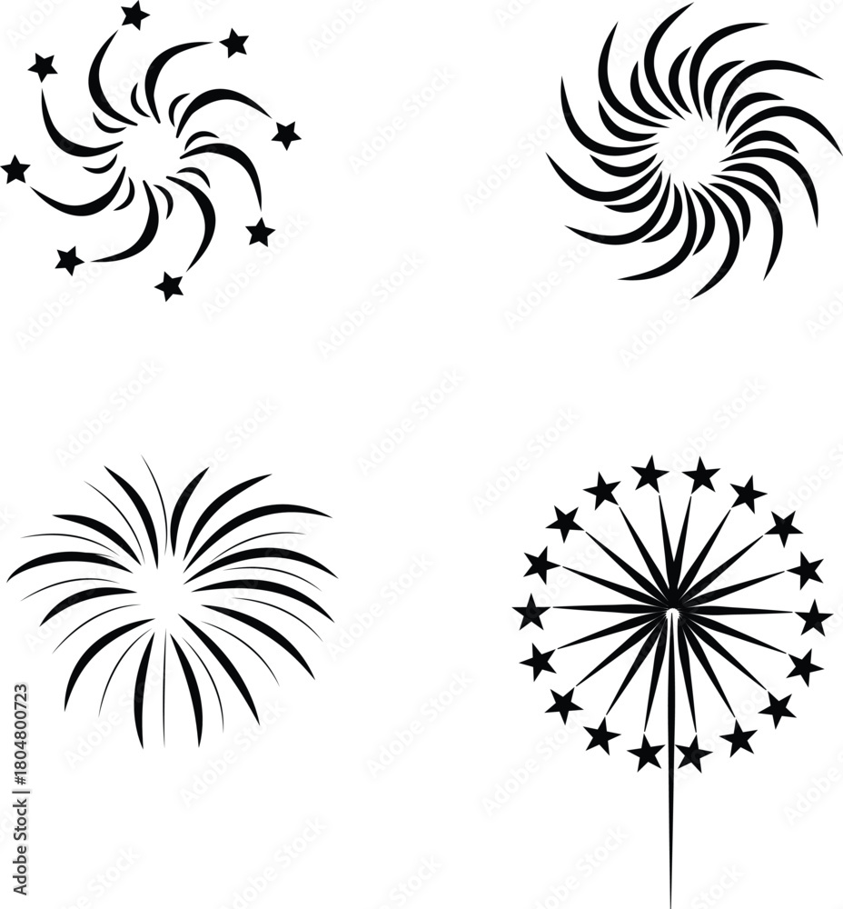 Obraz premium Abstract floral vector design set with black silhouette leaf ornament