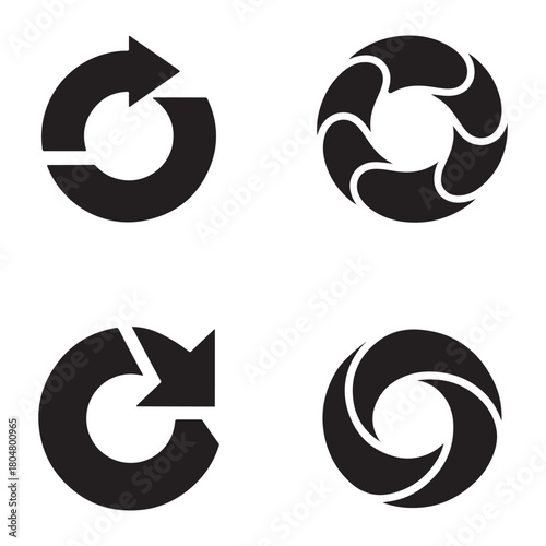 Minimal lean startup loop logo design set with abstract geometric shapes silhouette