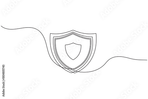 Minimalist one line shield symbol for privacy and security