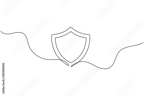 Single line shield icon for privacy and security