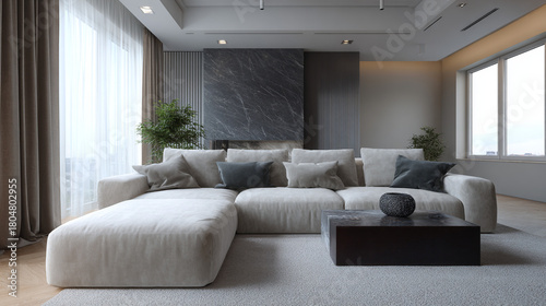 Stylish living room with contemporary furniture