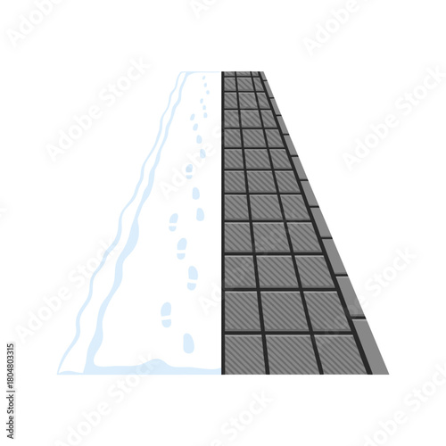Concept of Person shoveling snow and clearing a walkway in winter  