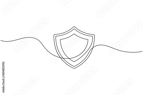 One line drawing of shield symbol for privacy guard and cybersecurity design