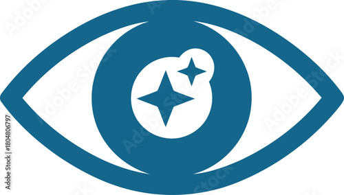 Human Eye Illustration with Sparkling Iris and Modern Design Aesthetic Perfect for Vision and Optics Related Concepts