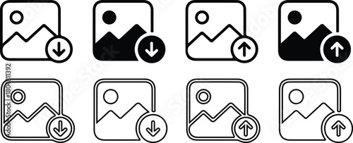gallery hand drawn icons set vector upload sign symbol icons vector illustration design