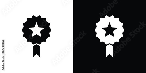 Badge icons. Black flat icon pack isolated on white background.