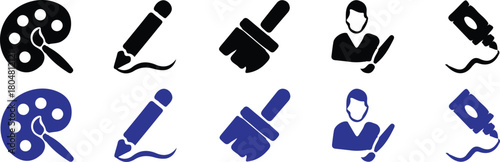 art bule black color icons set vector design illustration art logo set