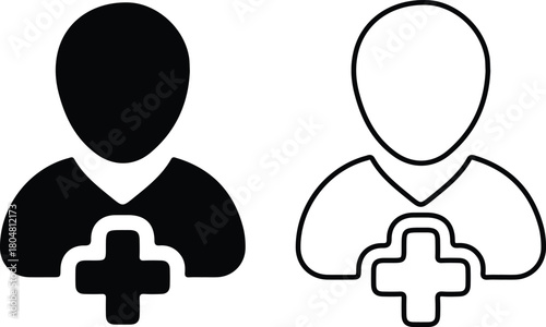 add user black black line icons set flat vector design profile art logo