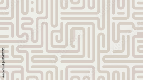 Beige maze pattern with rounded corners isolated on