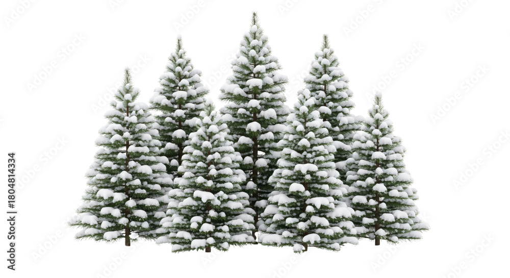Obraz premium Christmas trees with snow isolated on white or transparent background