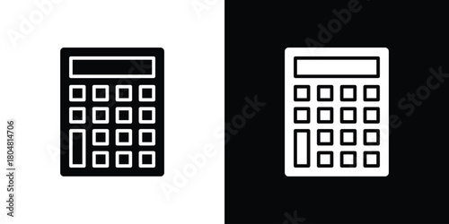 Calculator icons. Black flat icon pack isolated on white background.