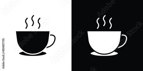 Coffee icons. Black flat icon pack isolated on white background.