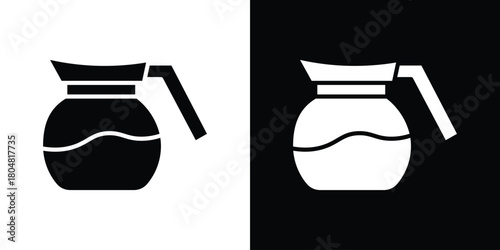 Coffee pot icons. Black flat icon pack isolated on white background.