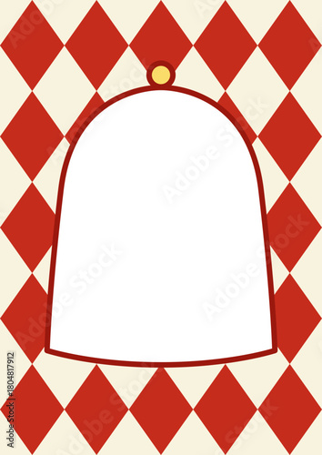 Holiday greeting card template with frame. Vector flat festival circus design with rhombuses on background