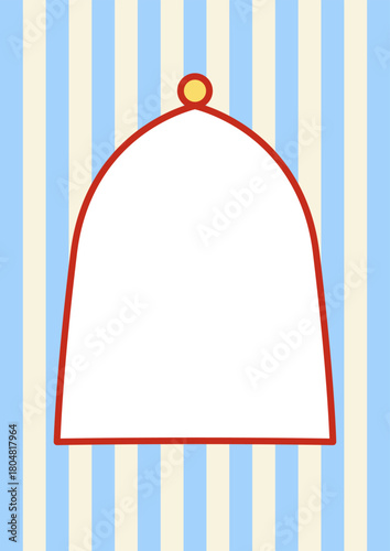 Holiday greeting card template with frame. Vector flat circus design with striped background. Festival clipart for birthday cards, christmas holiday invitations, etc.