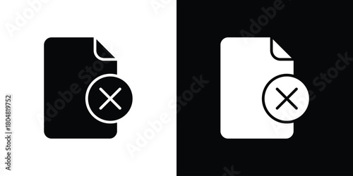 Delete Document icons. Black flat icon pack isolated on white background.