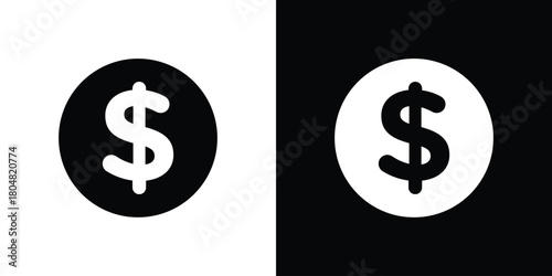 Dollar icons. Black flat icon pack isolated on white background.
