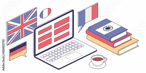 Learn global languages online with modern e-learning tools and enjoy a cup of coffee during your study session for a productive and immersive experience