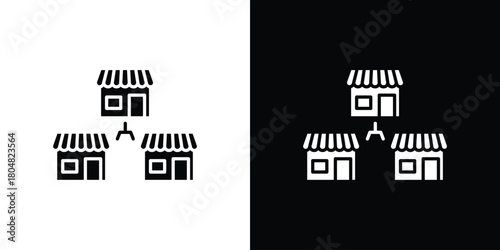 Franchise icons. Black flat icon pack isolated on white background.