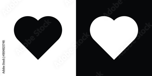 Heart icons. Black flat icon pack isolated on white background.