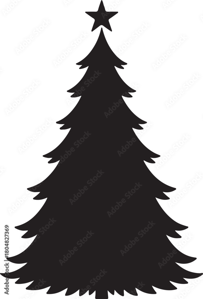 Obraz premium Holiday Christmas Tree Silhouette | EPS Seasonal Vector Graphic
