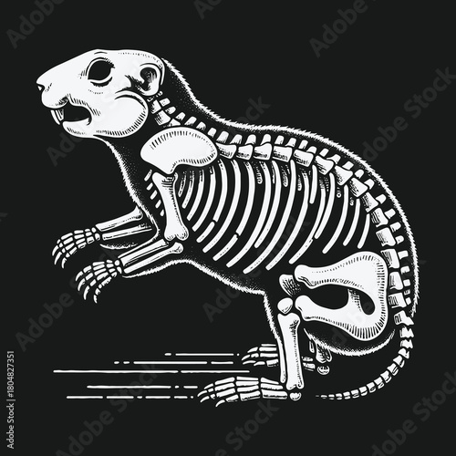 Anatomical illustration of a rat skeleton inside its body outline.