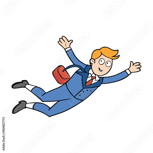 An urgent meeting unfolds midair as a skydiver races through the open sky, wind roaring past, determination sharp, ready to deliver a critical message before landing.”