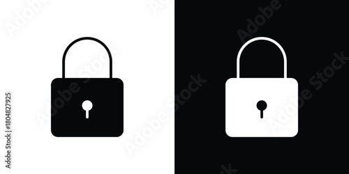 Lock icons. Black flat icon pack isolated on white background.