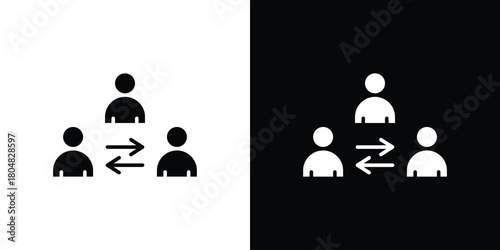 Mediator icons. Black flat icon pack isolated on white background.