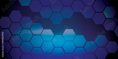 Abstract Hexagonal Pattern with Gradient Blue and Purple Tones.